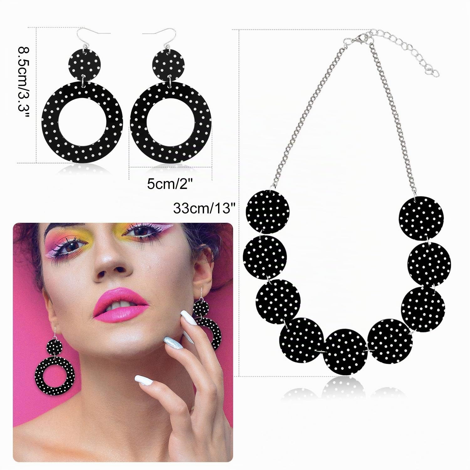 howaf-50er-jahre-accessoires-damen-rockabilly-set-schwarz-5-tlg image 2