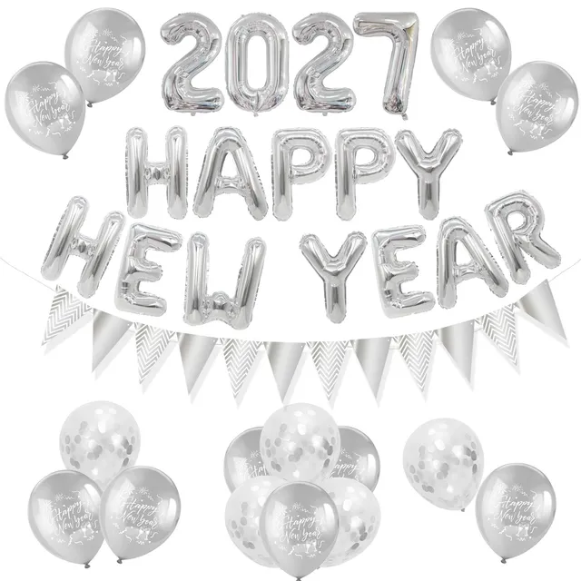 howaf-balloons-silvester-deko-2027-silber-happy-new-year image 1