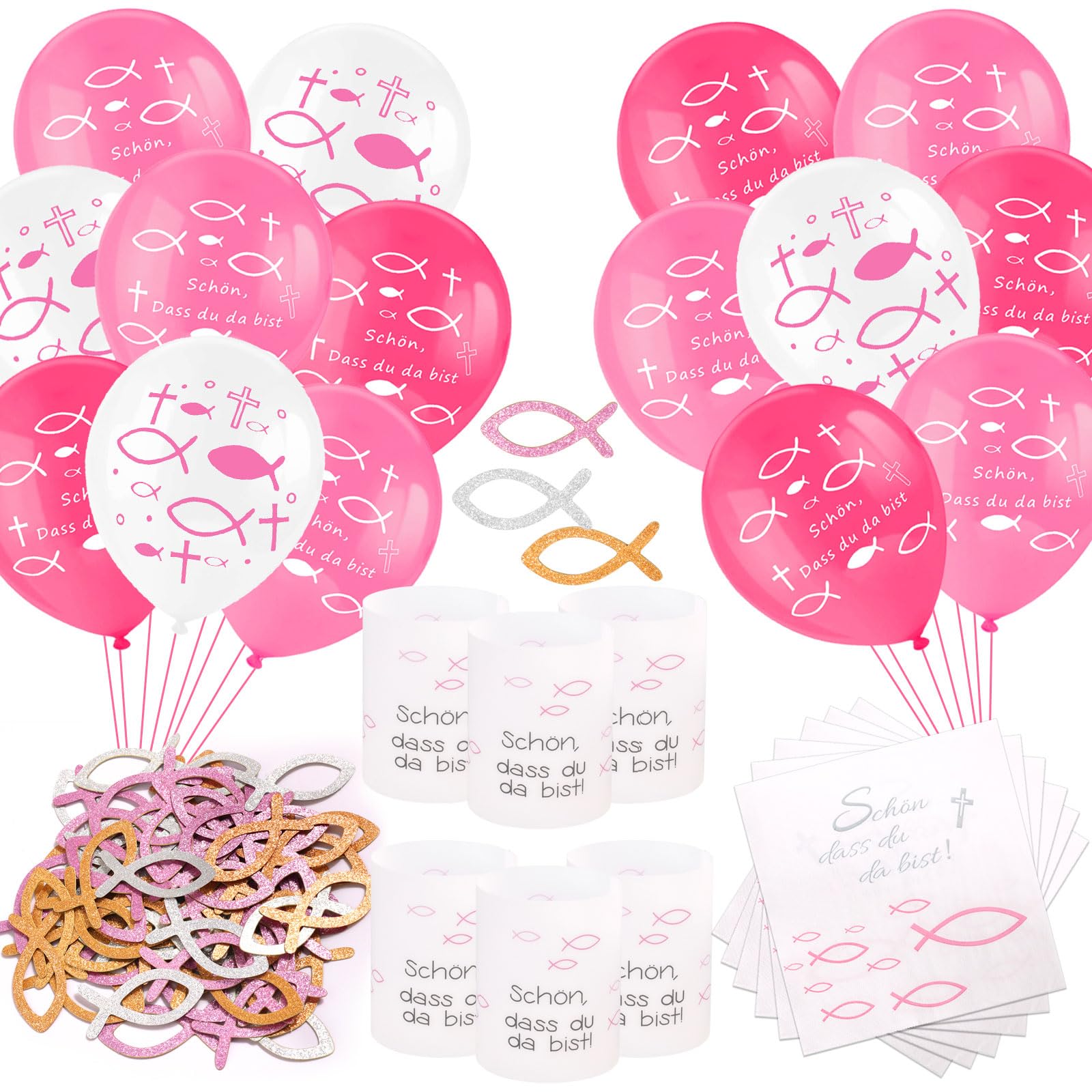 howaf-kommunion-deko-m-dchen-set-ballons-servietten-windlicht image 1