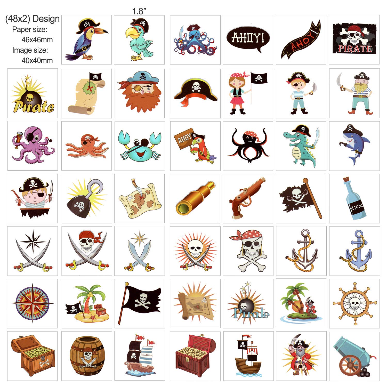 howaf-piraten-tattoos-kinder-96-st-ck-tempor-re-klebetattoos-set image 3