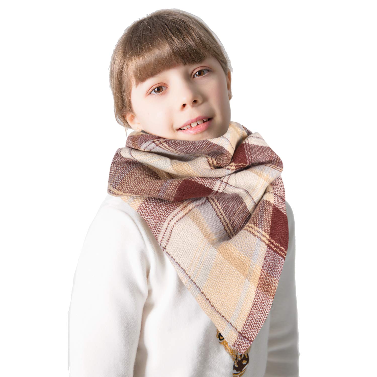 tacobear-schal-kinder-kariert-beige-kaffee-warm image 3