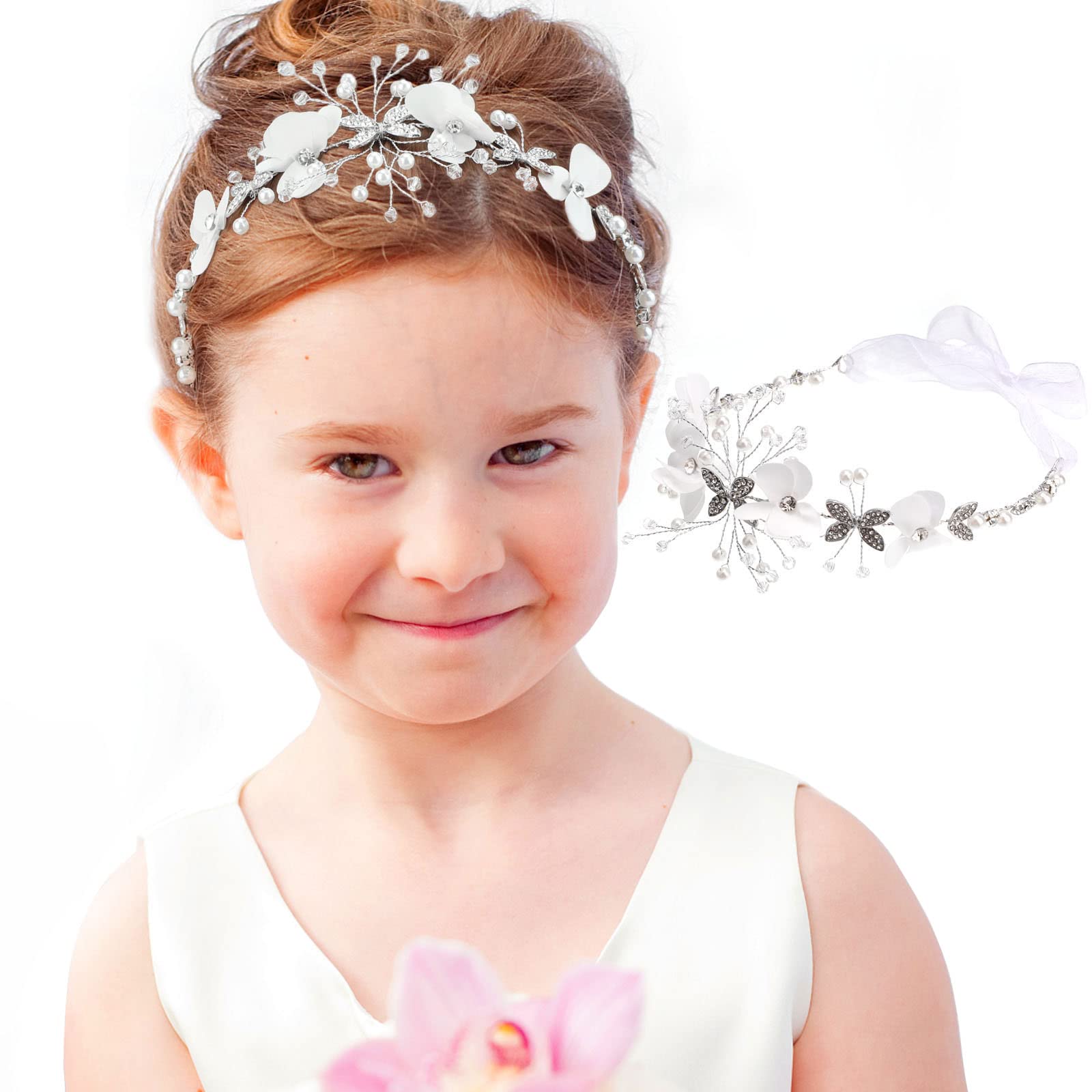 howaf-photo-booth-props-haarschmuck-wei-blume-a-kommunion-hochzeit image 1