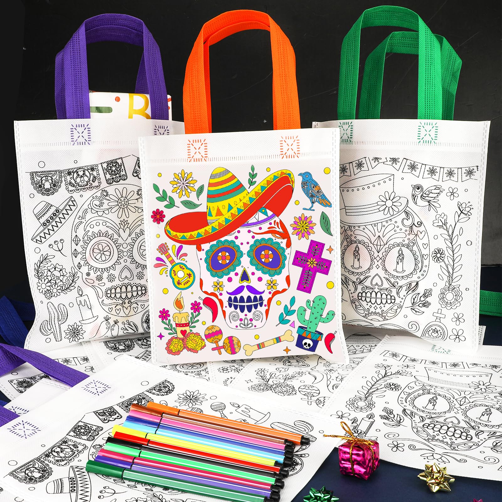 howaf-dia-de-los-muertos-t-ten-zum-bemalen-12er-mit-stiften image 4