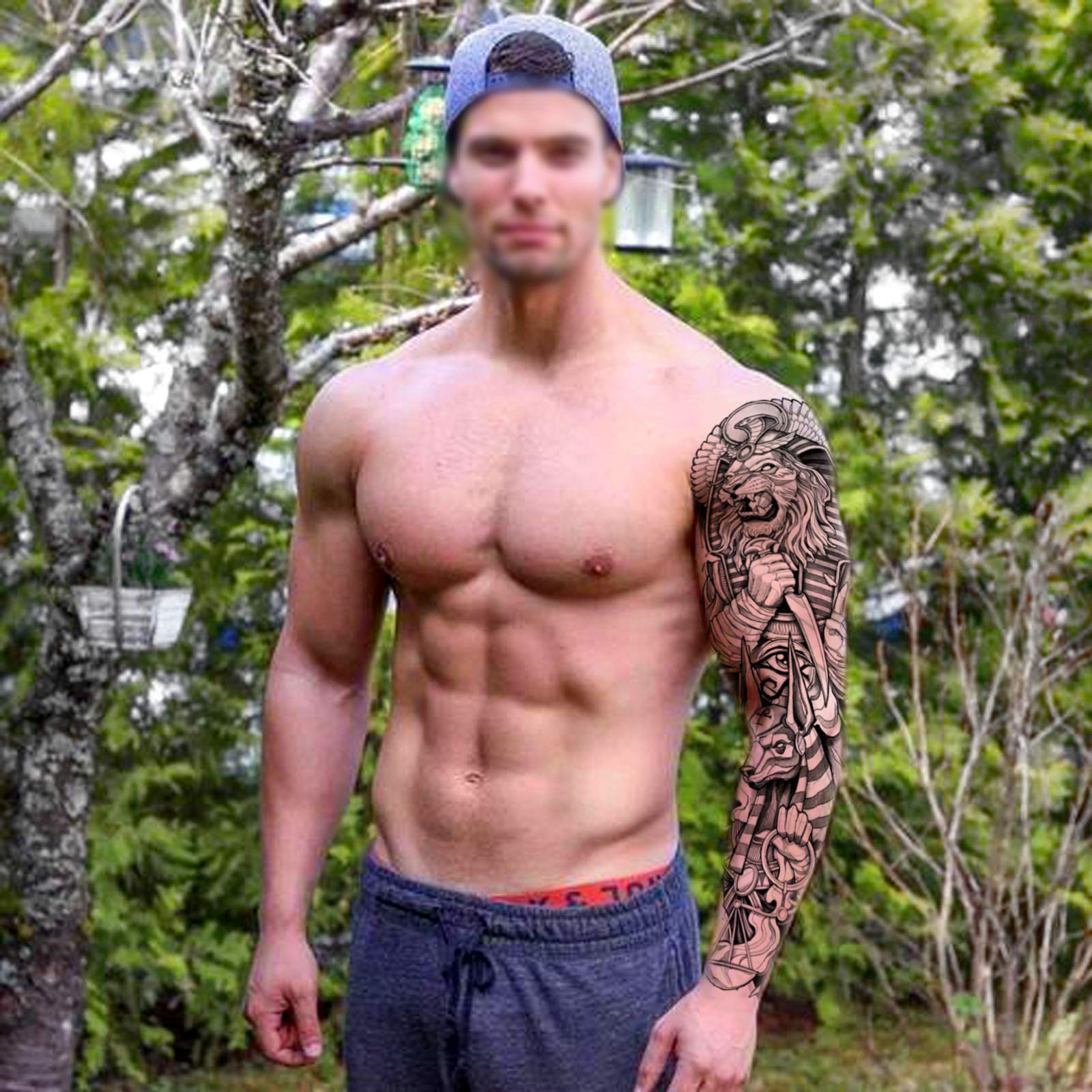 howaf-tempor-re-tattoos-rmel-12-bl-tter-l-we-tiger-wasserdicht image 5