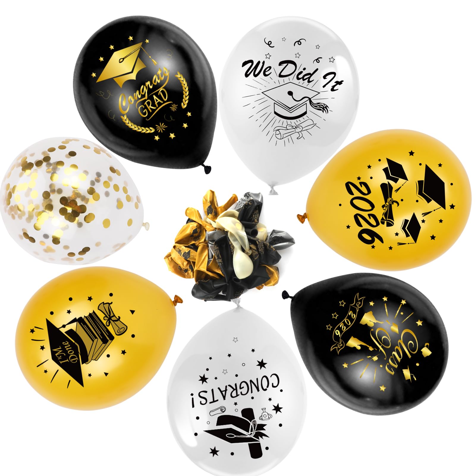 howaf-abschluss-luftballons-30er-set-silber-schwarz-gold-abi image 4
