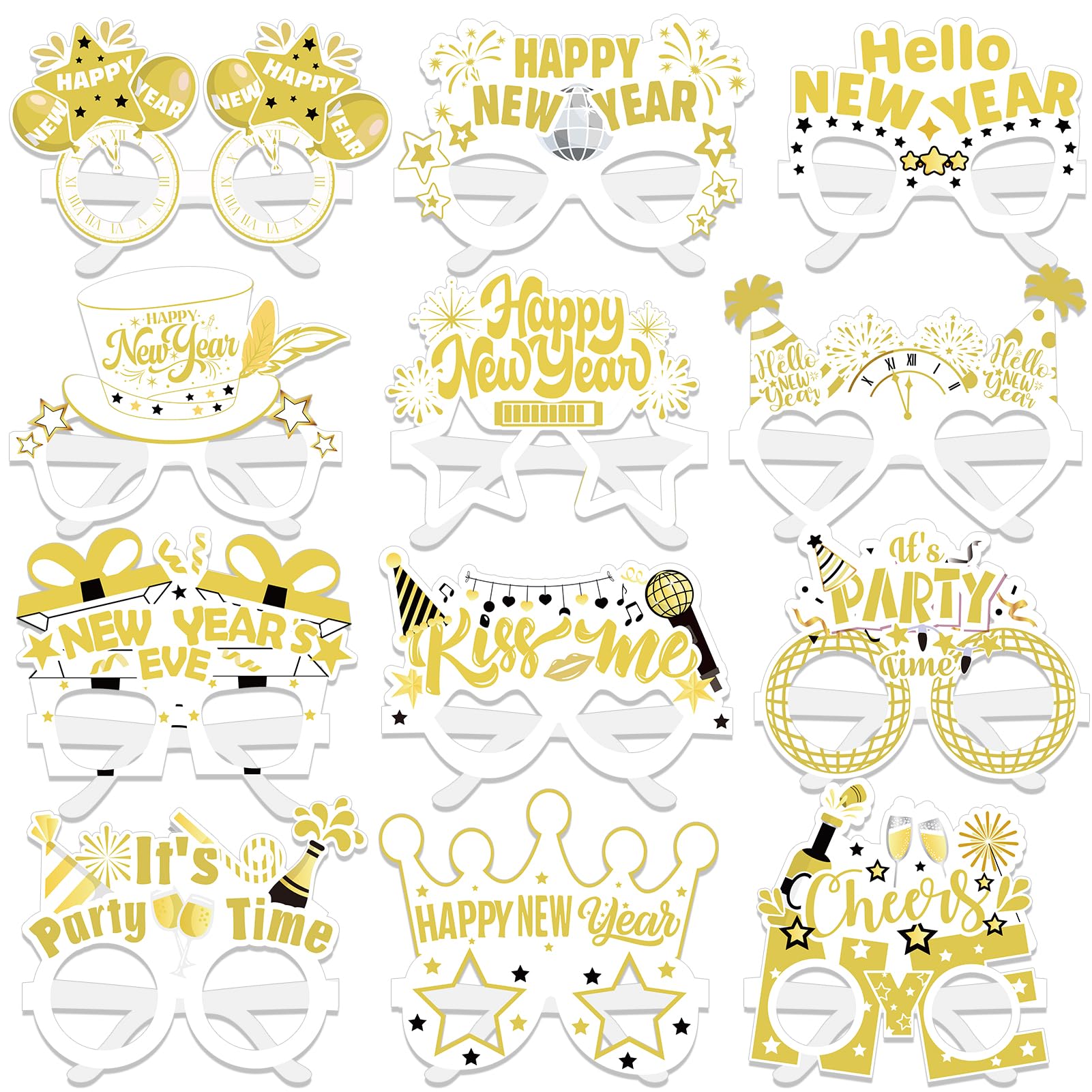 howaf-silvester-brille-2027-glitzer-silber-partybrille-12er-set image 8