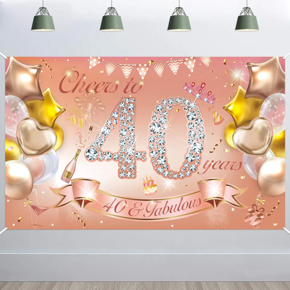 howaf-frau-40-geburtstag-banner-stoff-ros-gold-185-cm image 1
