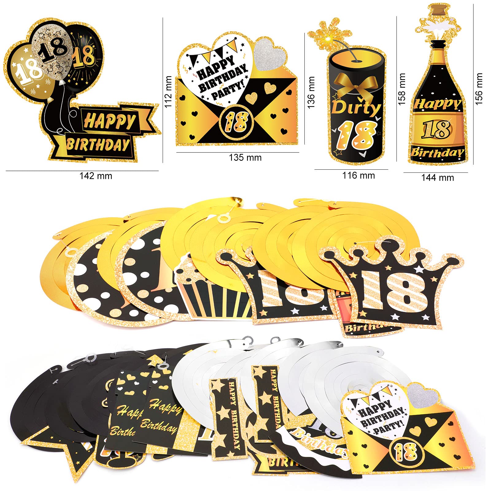 howaf-18-geburtstag-h-ngedeko-deckenh-nger-30-st-ck-schwarz-gold image 3