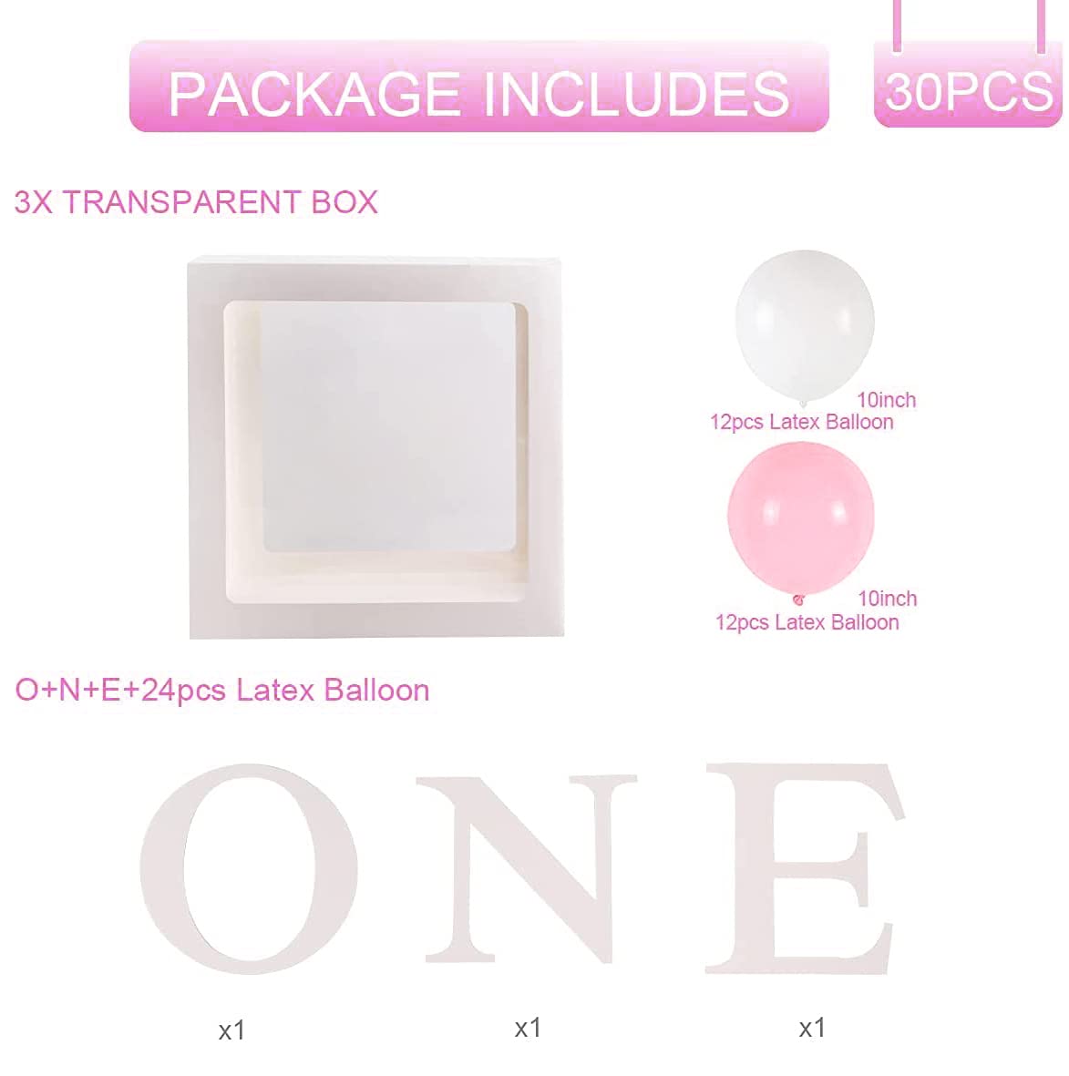 qifu-ballon-boxen-one-1-geburtstag-deko-m-dchen-rosa-3er image 2