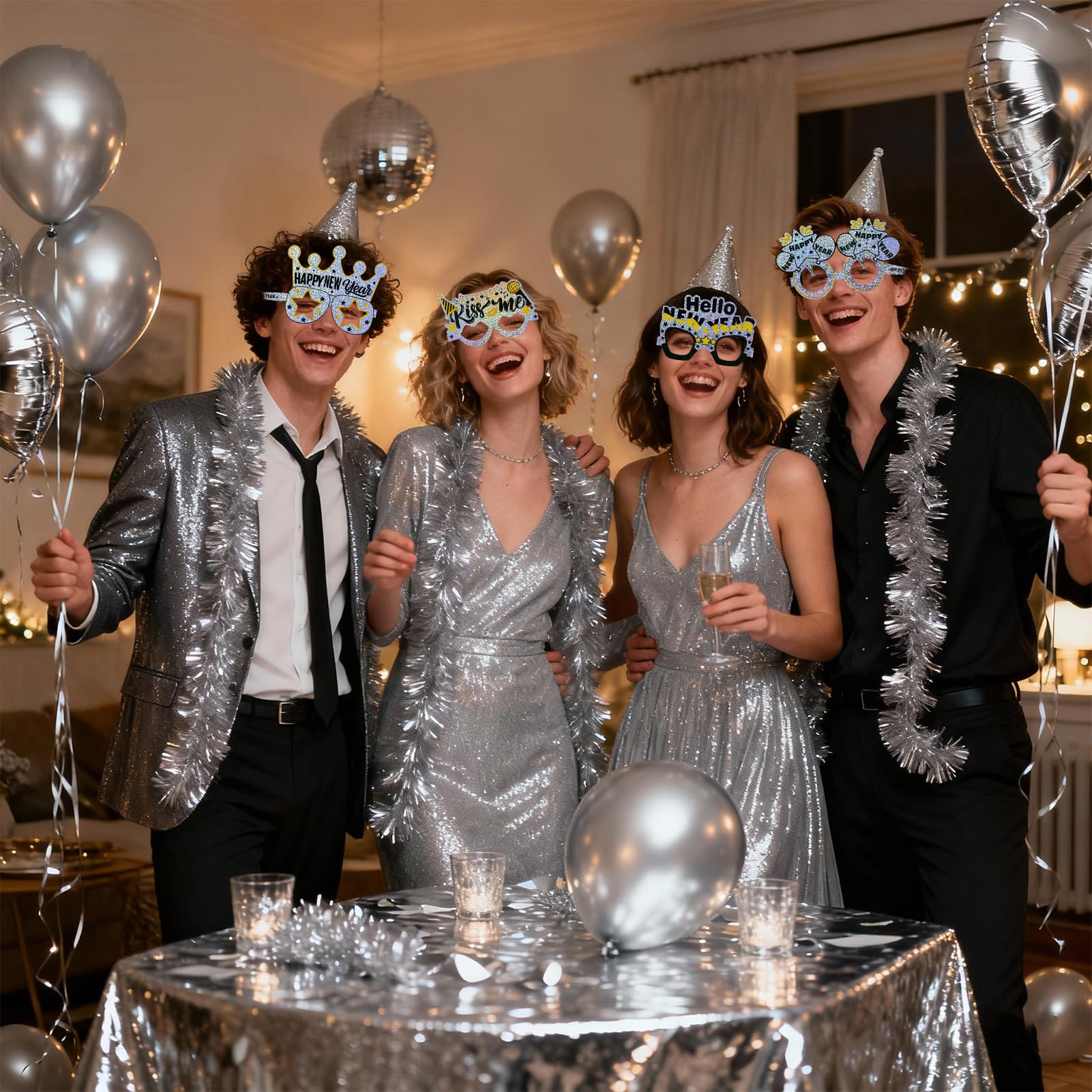 howaf-silvester-brille-2027-glitzer-silber-partybrille-12er-set image 6