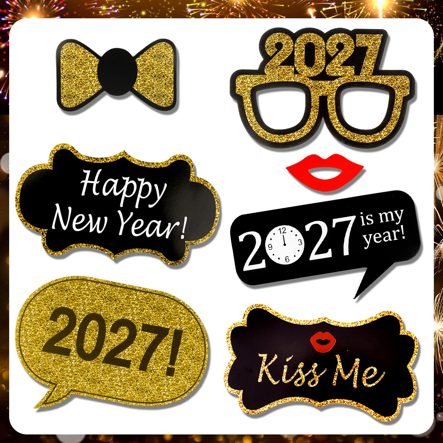 howaf-silvester-foto-requisiten-schwarz-gold-21-st-ck-neujahr image 3