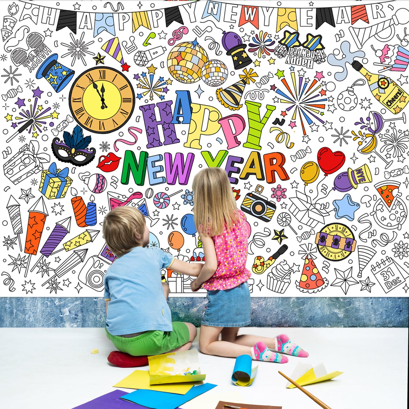 howaf-happy-new-year-ausmal-tischdecke-mit-24-stiften image 6