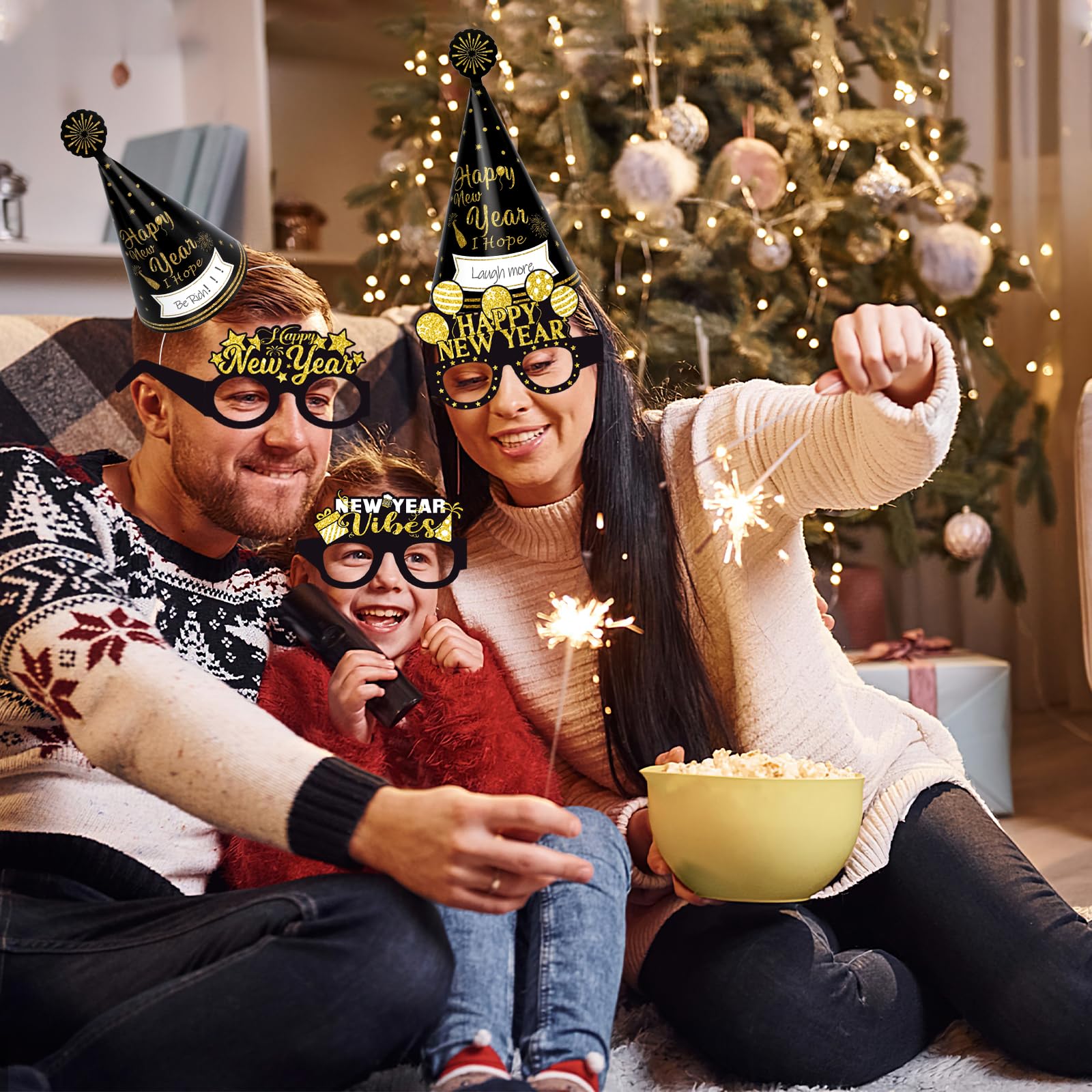 howaf-silvester-deko-2027-24tlg-partyh-te-brillen-schwarz-gold image 7