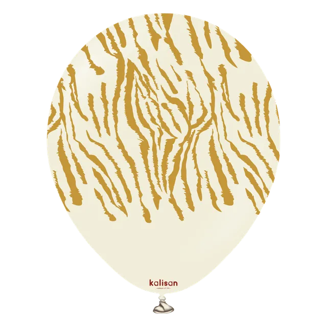 kalisan-safari-theme-luftballon-tiger-white-sand-gold-12-zoll image 1