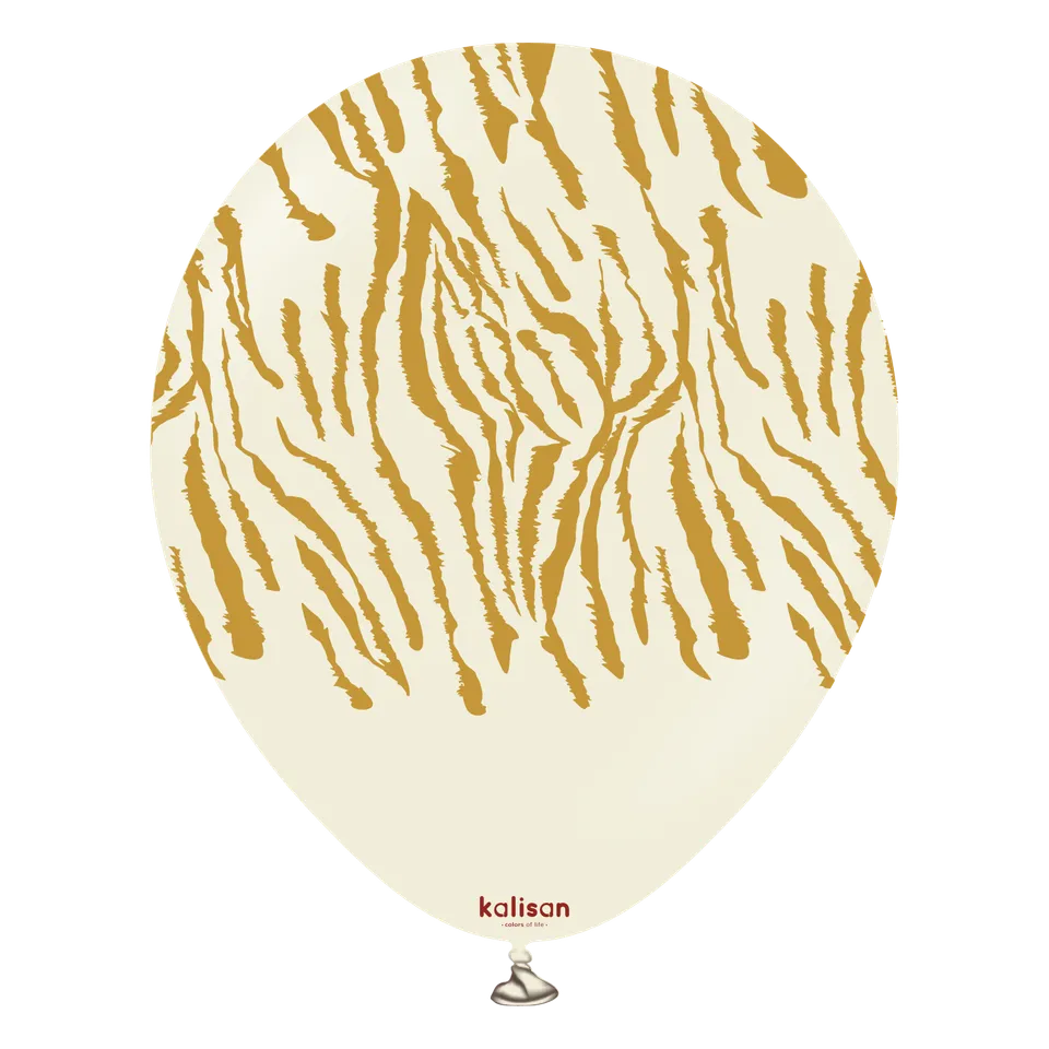 kalisan-safari-theme-luftballon-tiger-white-sand-gold-12-zoll image 1