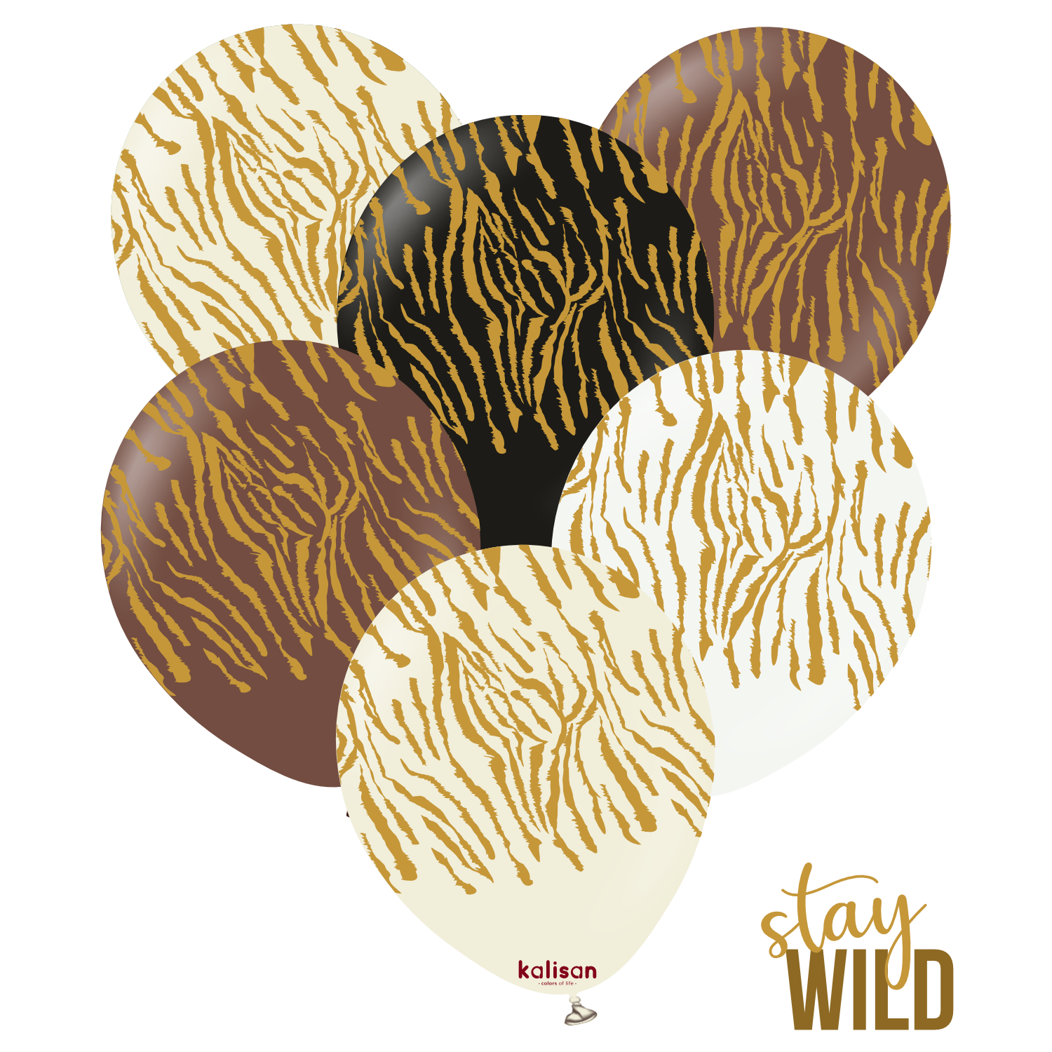kalisan-safari-theme-safari-tiger-luftballons-25er-gold image 1
