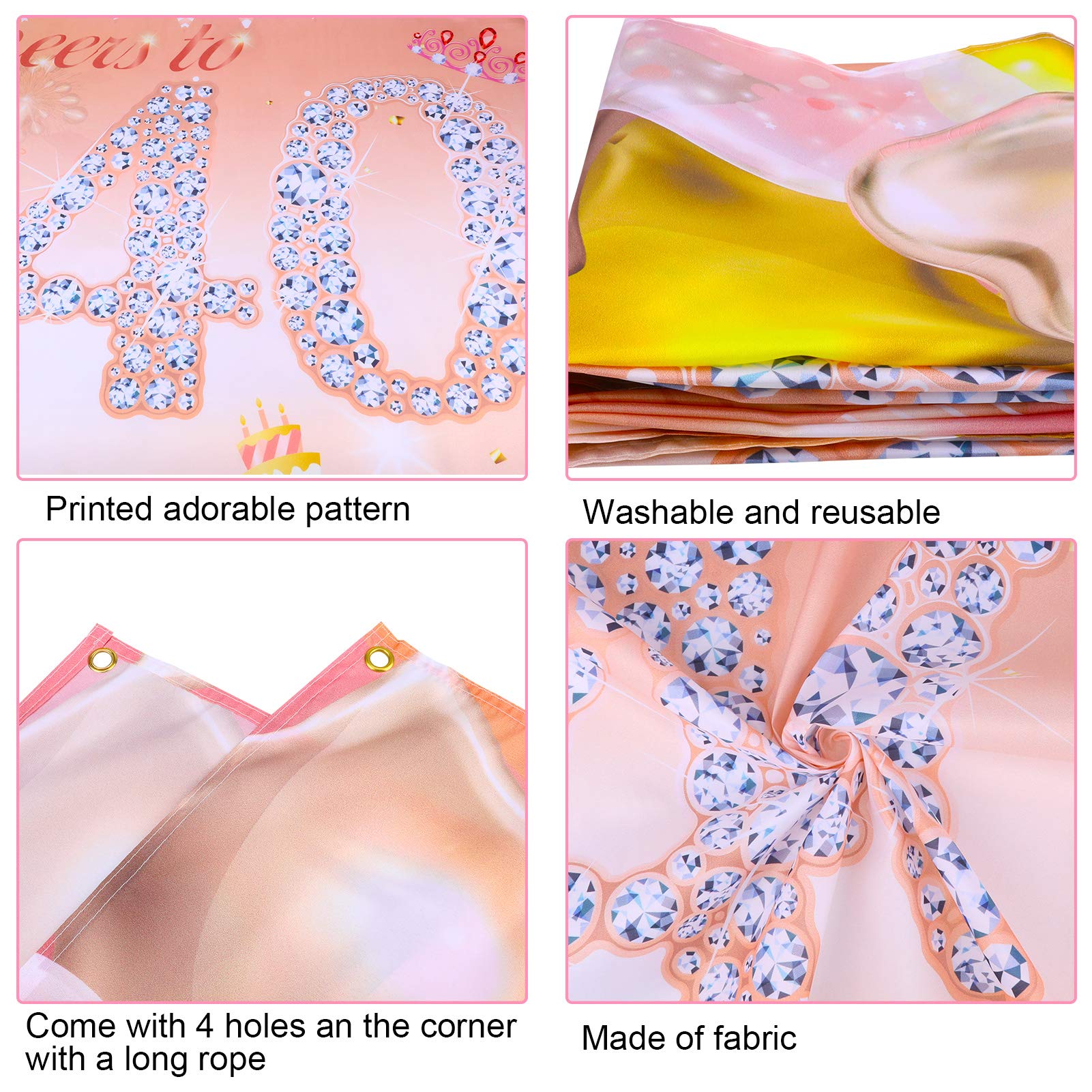 howaf-frau-40-geburtstag-banner-stoff-ros-gold-185-cm image 3