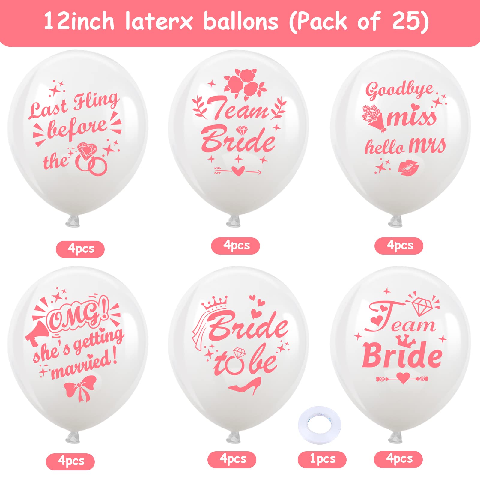 howaf-bride-to-be-luftballons-wei-rosegold-24-st-ck-latex image 2