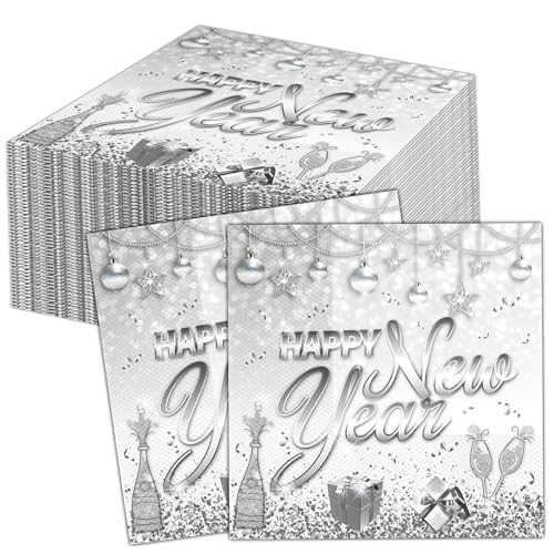 howaf-silvester-servietten-happy-new-year-40-st-ck-silber-33x33-cm image 8