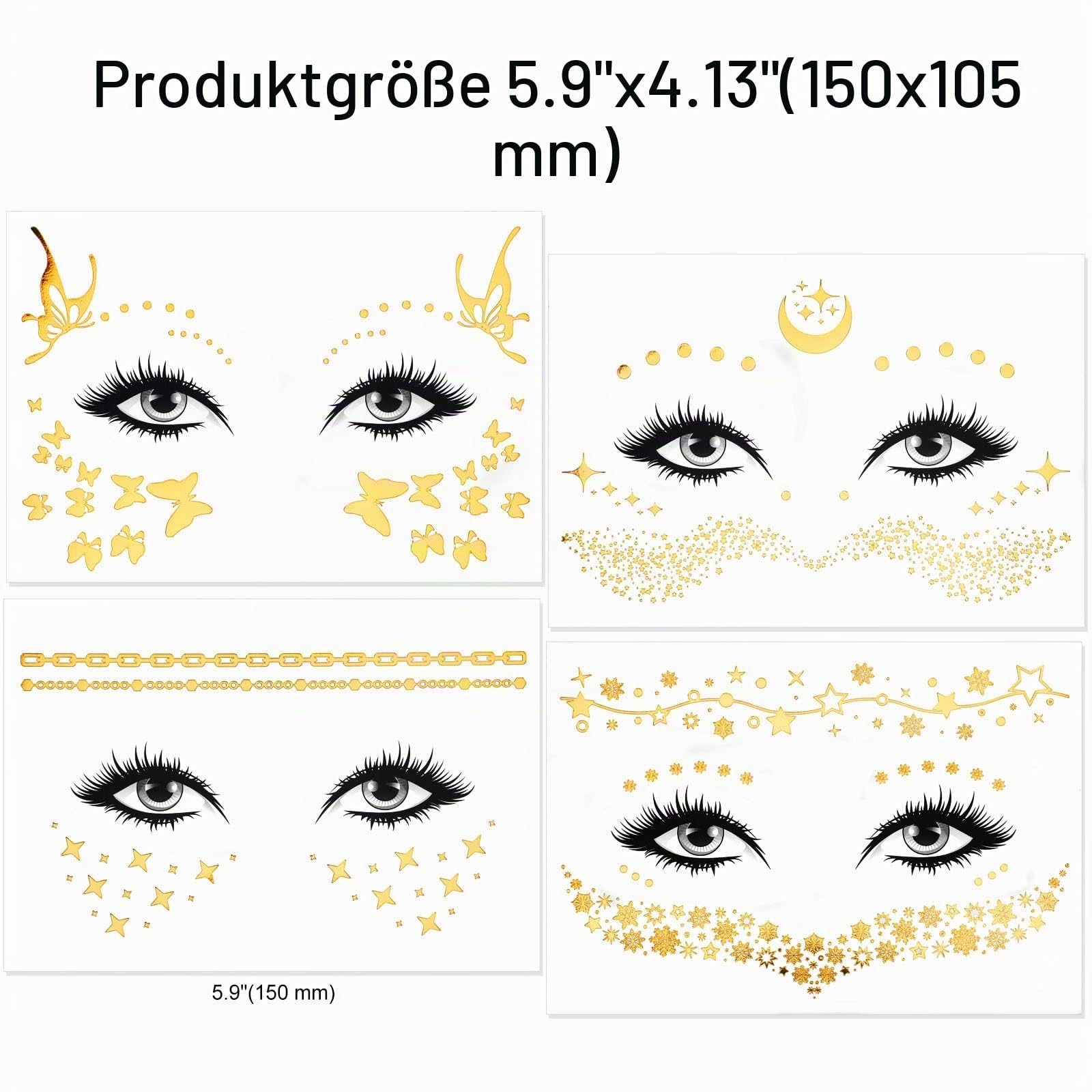 howaf-gesichtstattoo-glitzer-gold-sterne-6-blatt image 3