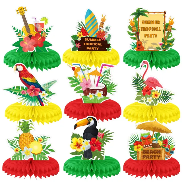 howaf-hawaii-deko-tischaufs-tze-waben-9-st-ck-flamingo image 1