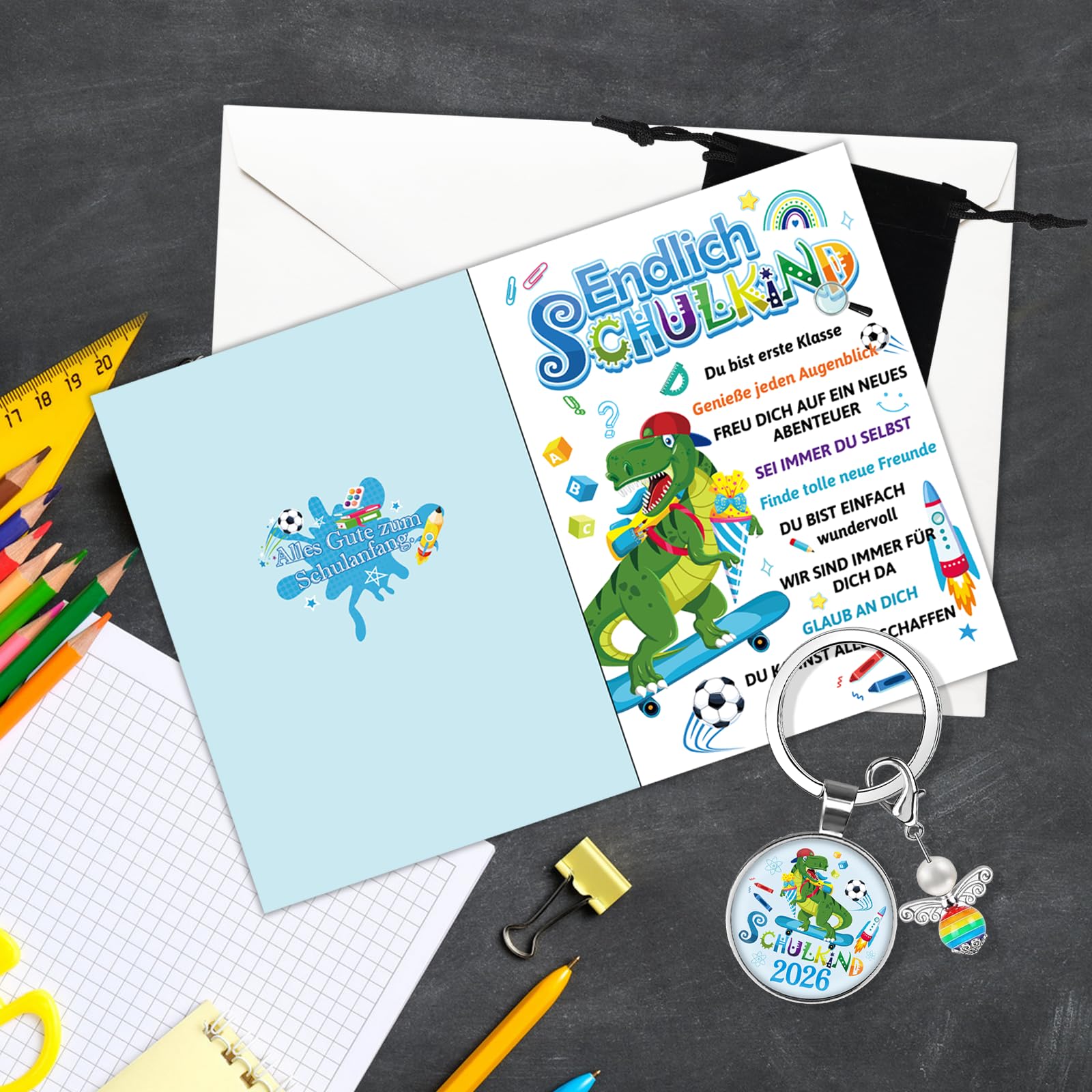 howaf-dino-einschulung-karte-schulanfang-set-mit-anh-nger image 7