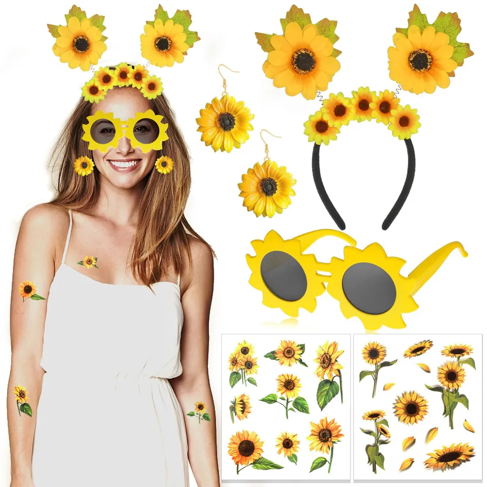 howaf-temporary-tattoos-sonnenblumen-kost-m-set-damen image 1