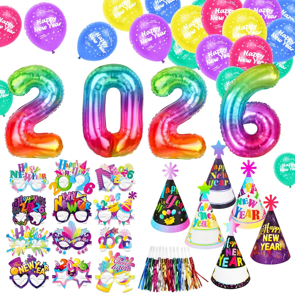 howaf-silvester-deko-2026-set-ballons-brillen-h-te-41-tlg image 1