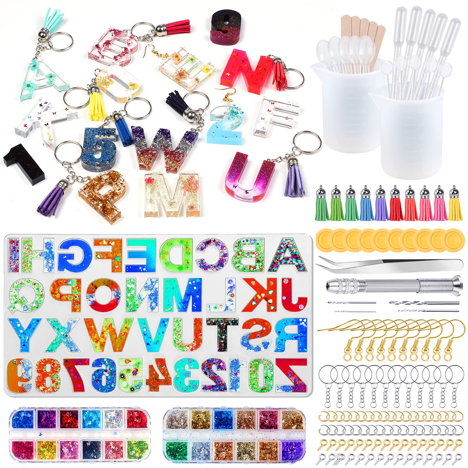 tacobear-resin-silikonform-set-237-teile-buchstaben-schmuck image 1