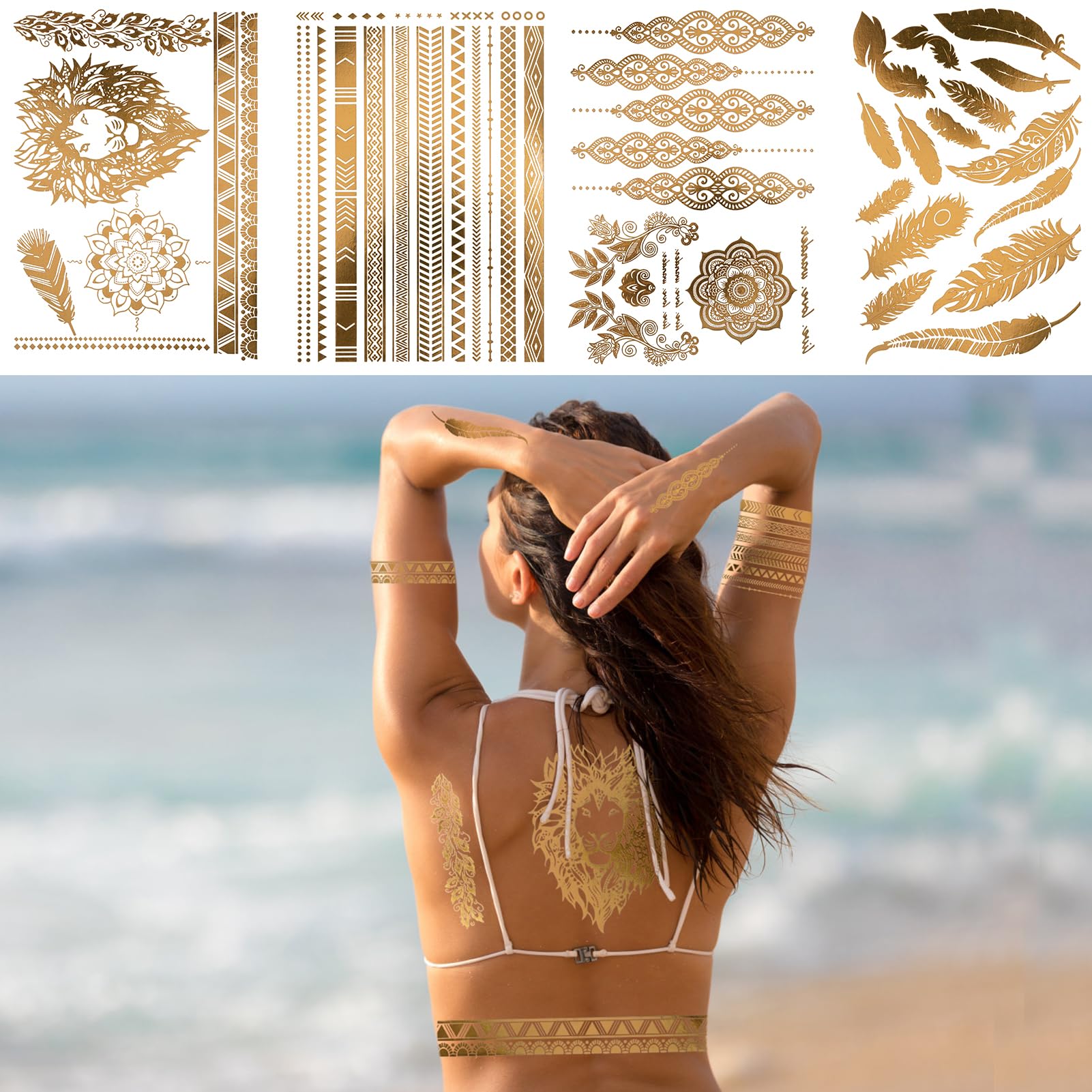 howaf-gold-tempor-re-tattoos-9-blatt-metallic-flash-tattoo image 6