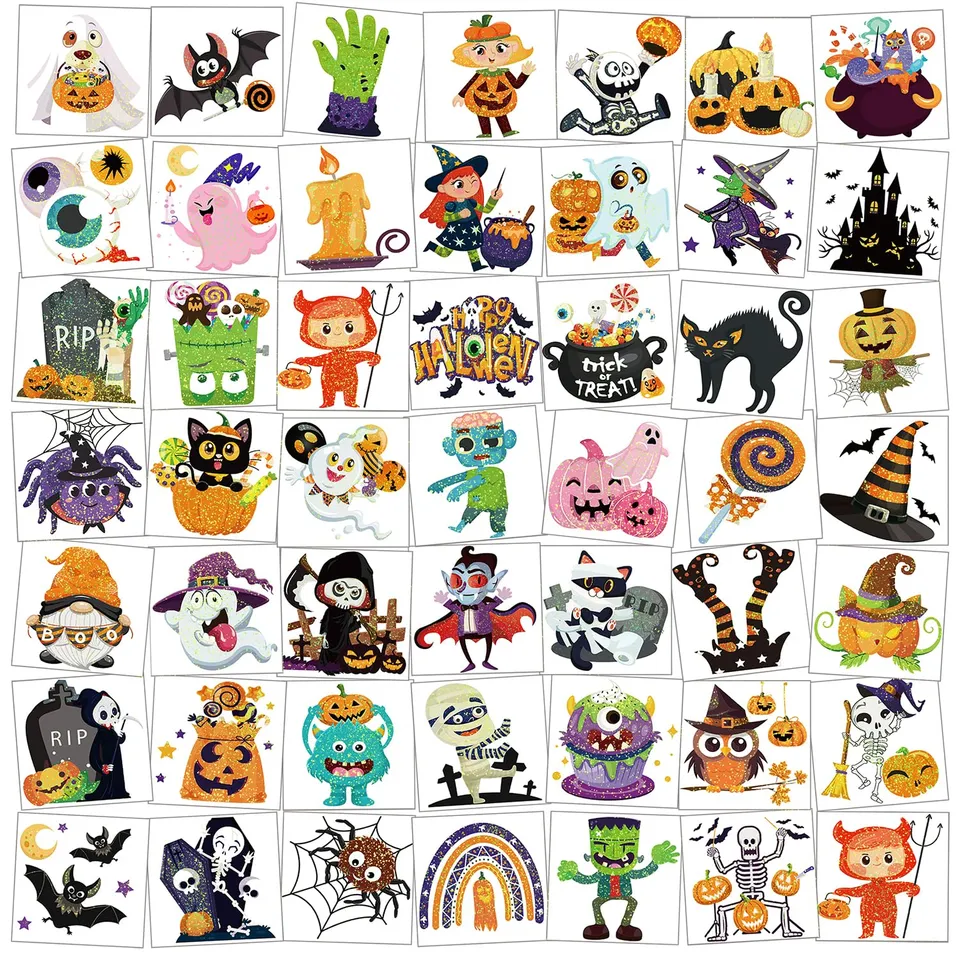 howaf-halloween-tattoos-kinder-glitzer-96-bl-tter-set image 1