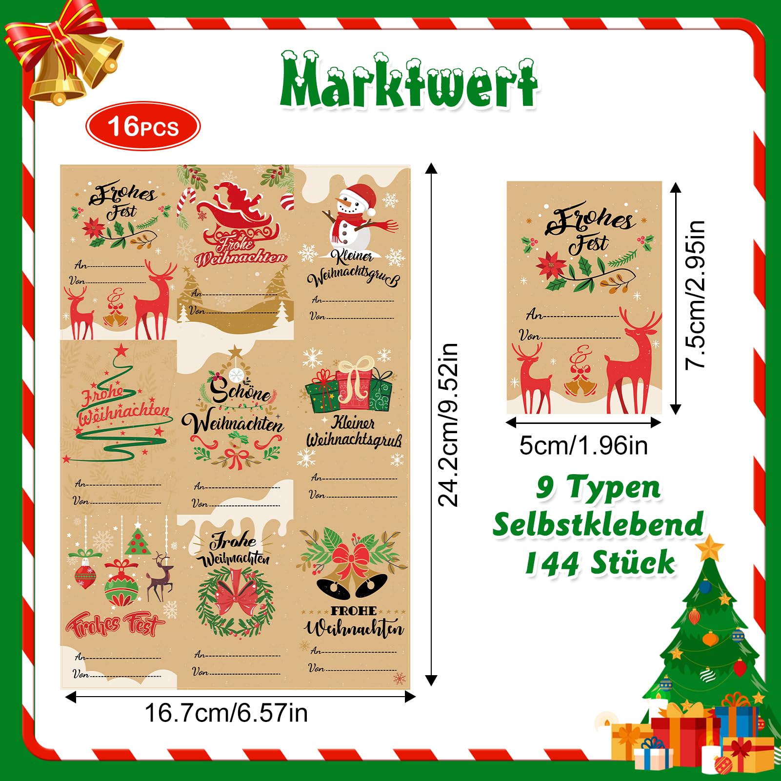 howaf-frohe-weihnachten-aufkleber-geschenketiketten-144-st-ck-beschreibbar image 2