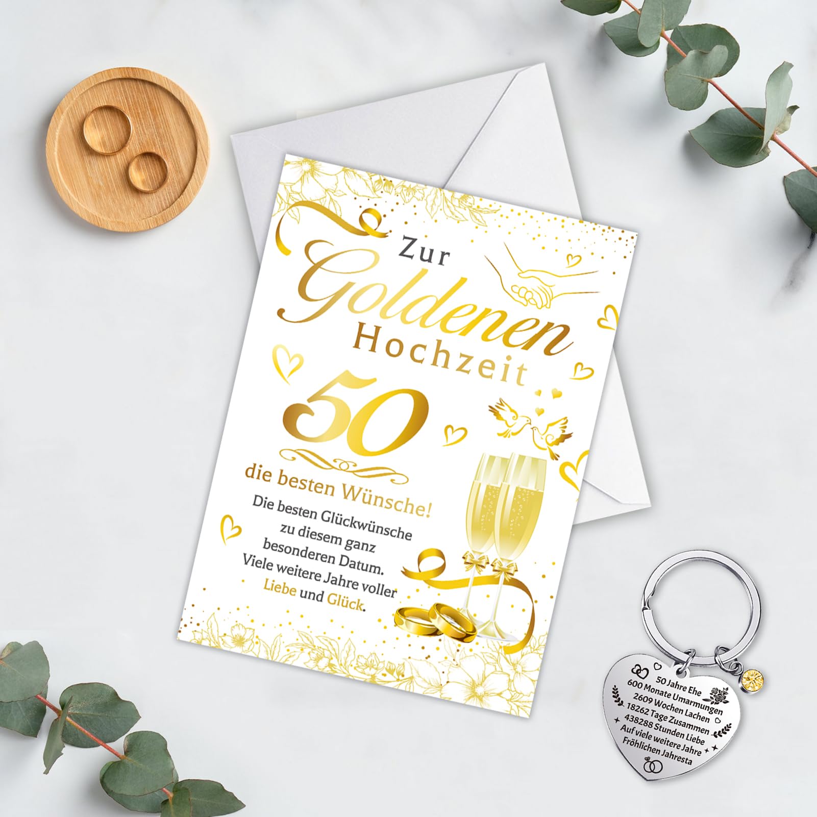 howaf-goldene-hochzeit-karte-mit-schl-sselanh-nger-50-jahre-set image 4