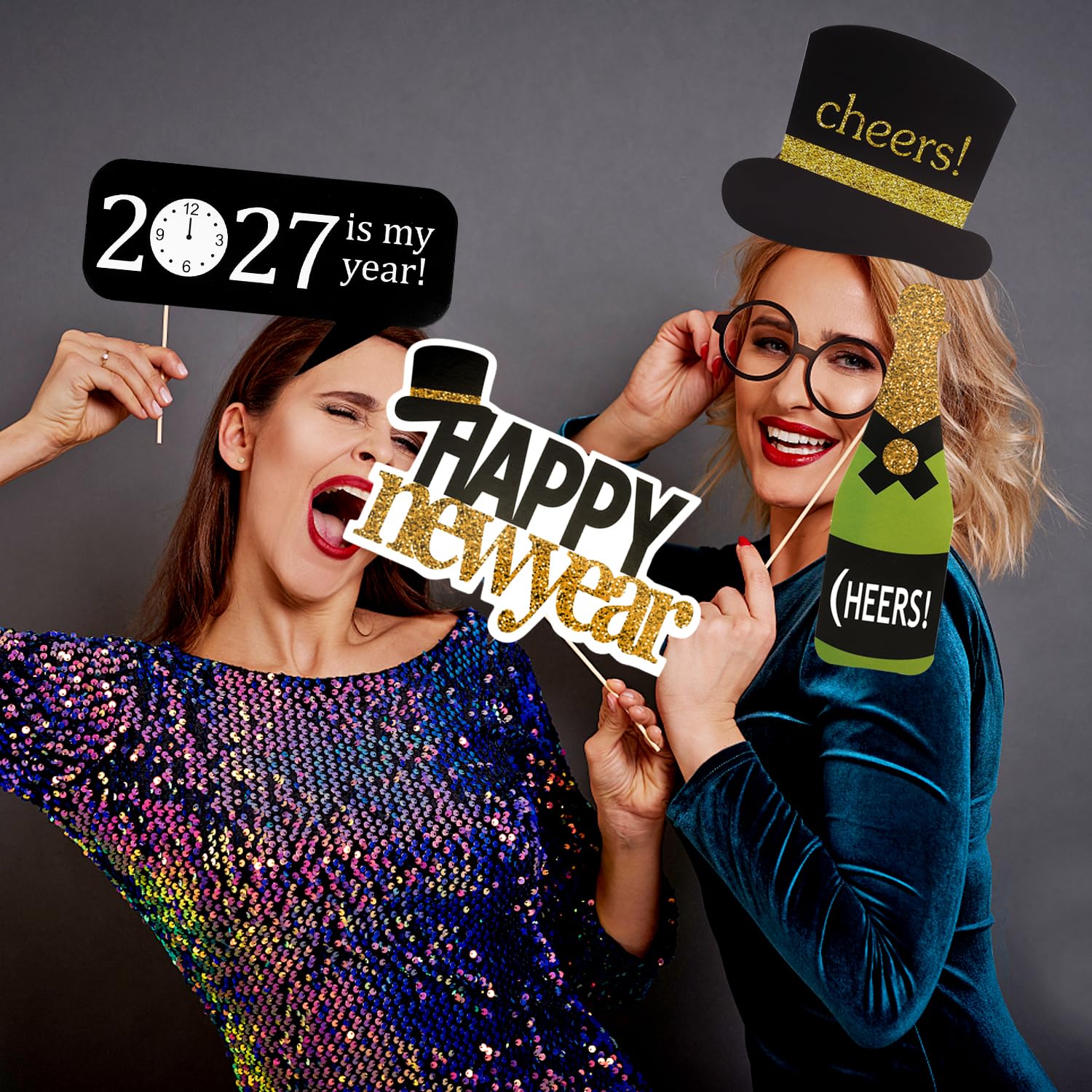 howaf-silvester-foto-requisiten-schwarz-gold-21-st-ck-neujahr image 7