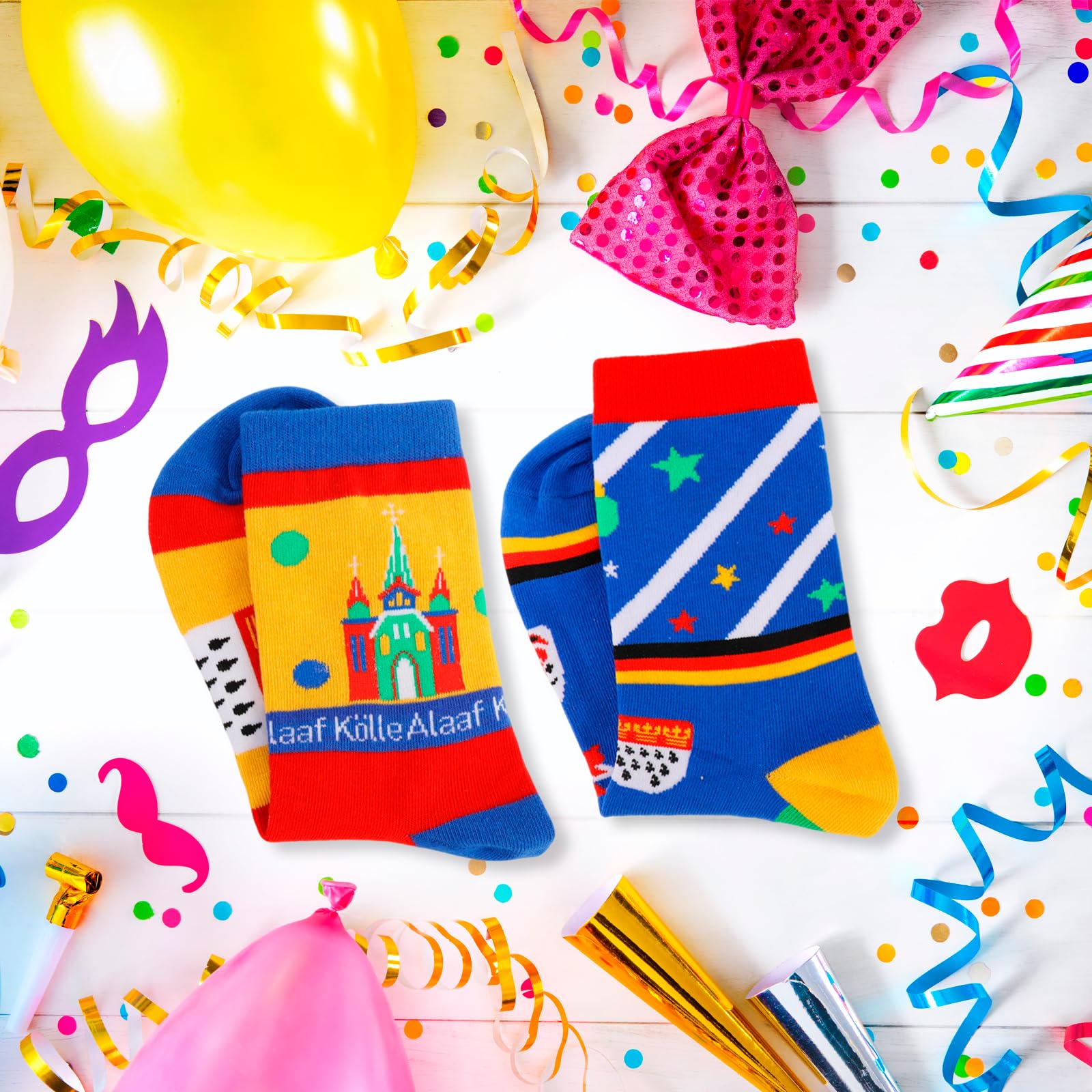 howaf-k-ln-socken-karneval-mehrfarbig-k-lle-alaaf-baumwolle image 3