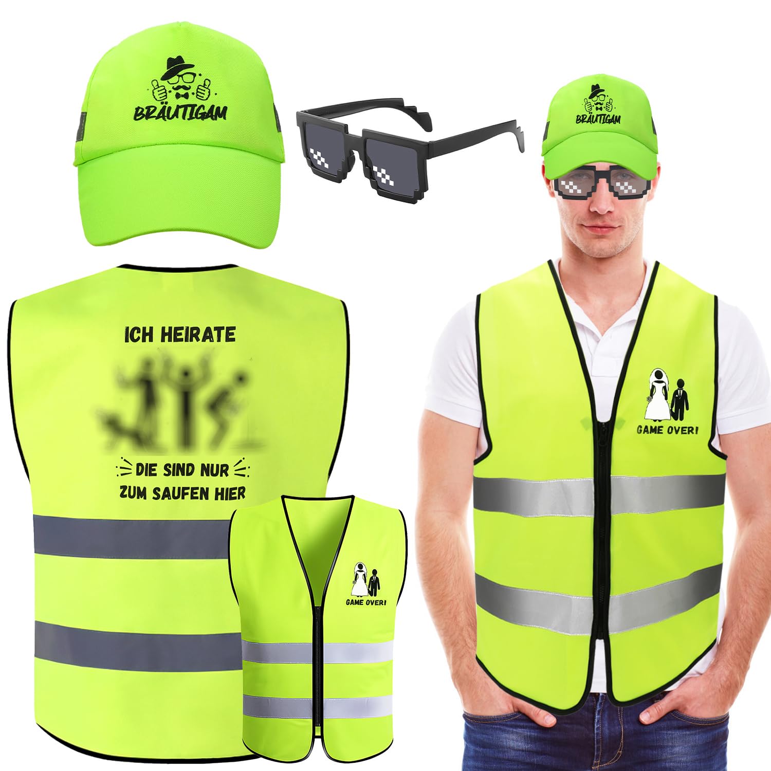 howaf-jga-m-nner-weste-kost-m-set-mit-br-utigam-hut-sonnenbrille image 1