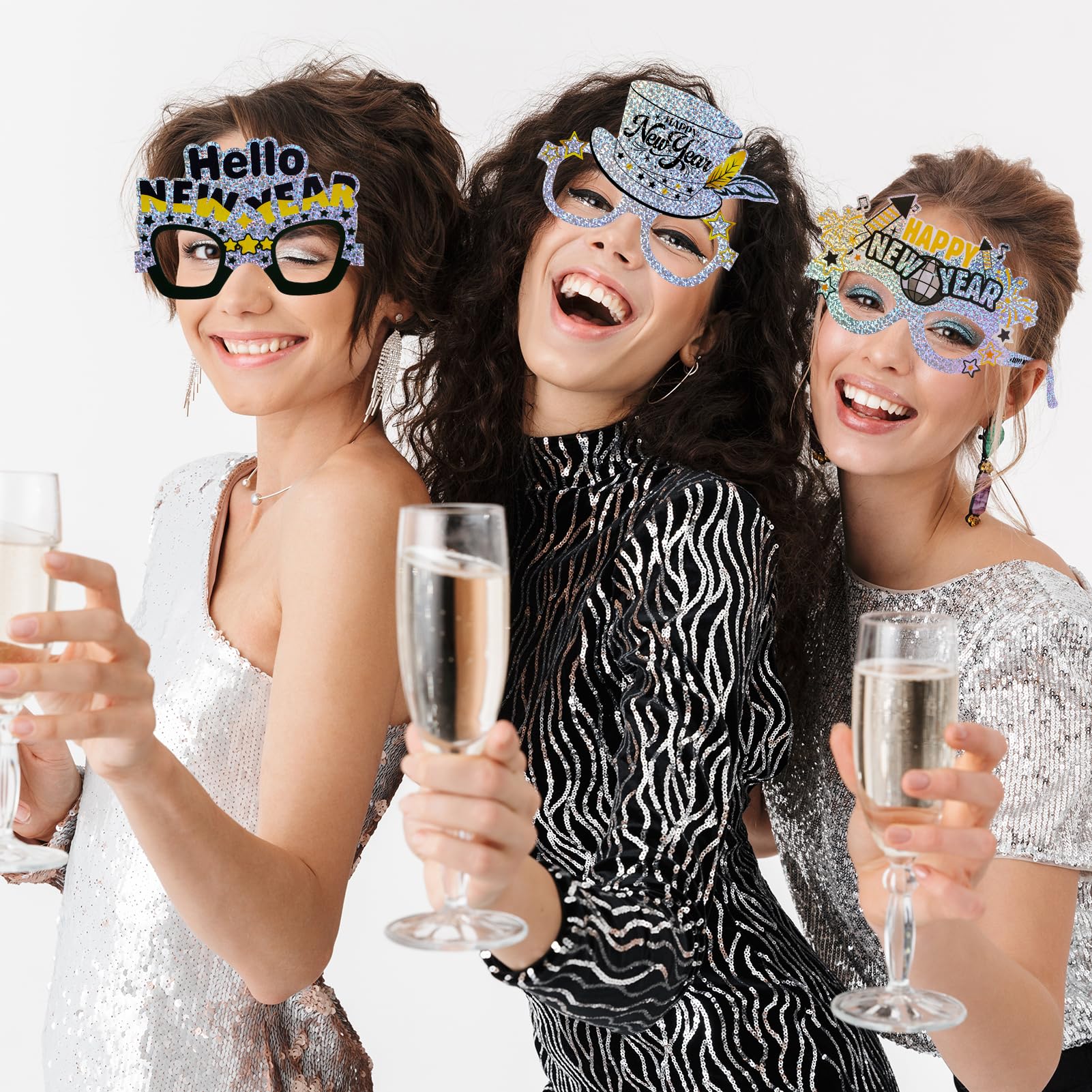howaf-silvester-brille-2027-glitzer-silber-partybrille-12er-set image 4