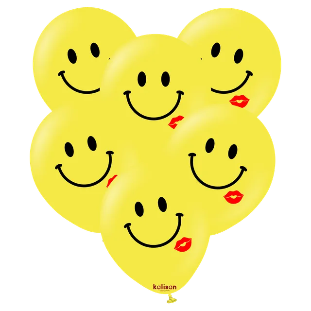 kalisan-party-theme-smiley-kiss-luftballons-25-st-ck-gelb image 1
