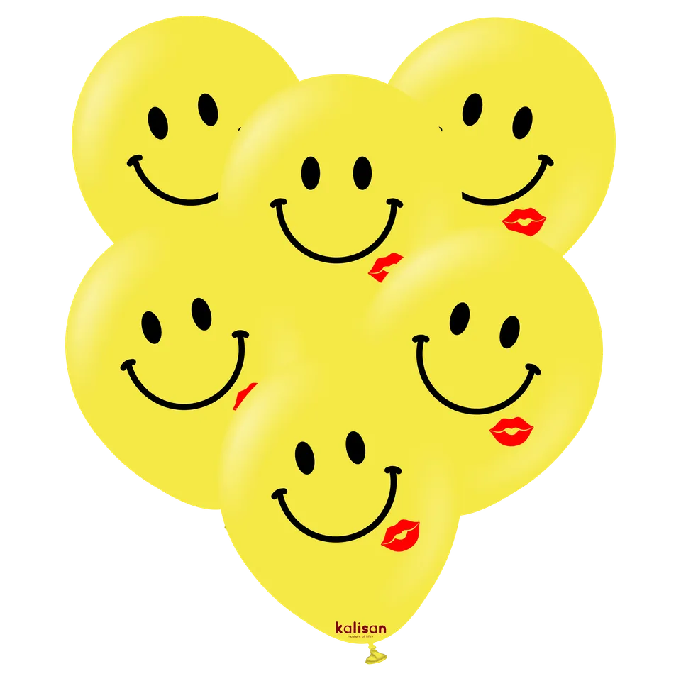 kalisan-party-theme-smiley-kiss-luftballons-25-st-ck-gelb image 1