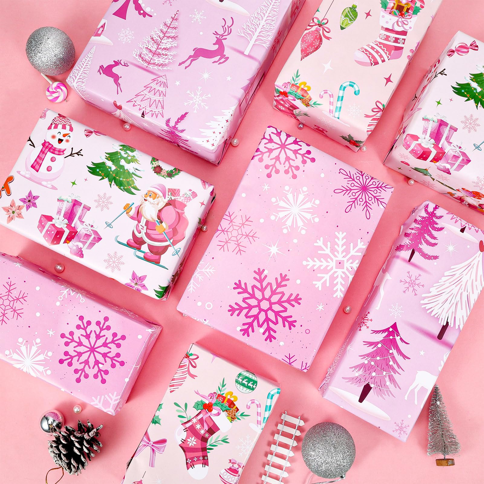howaf-weihnachten-geschenkpapier-rosa-8-b-gen-70x50cm-schneeflocke image 4