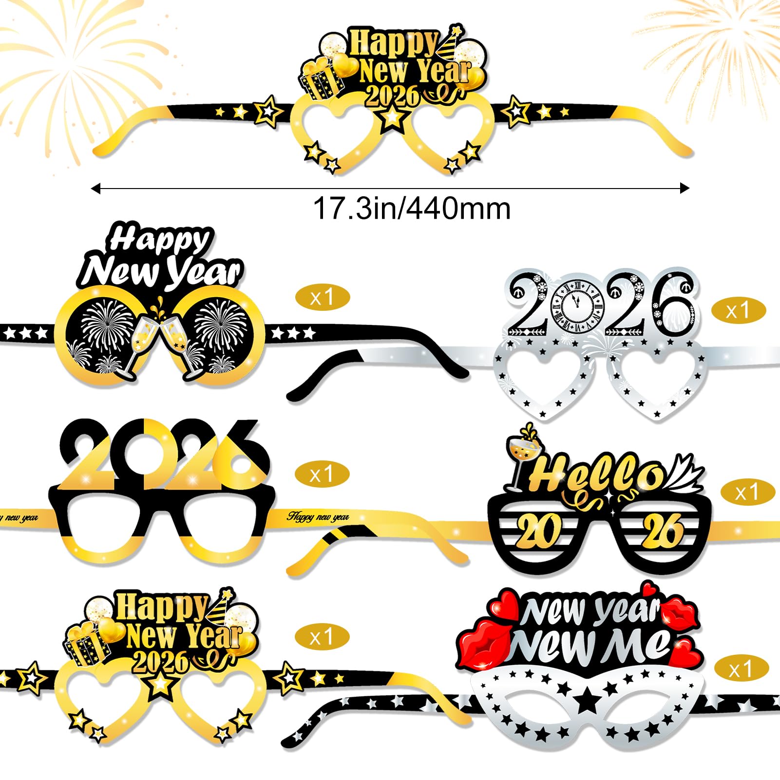howaf-silvester-brille-2027-schwarz-gold-12-st-ck image 2