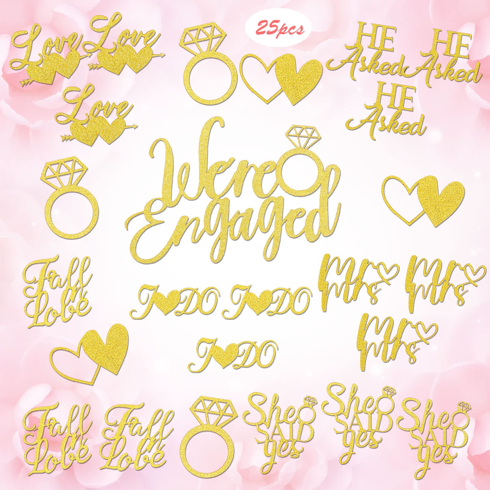 howaf-we-re-engaged-cake-topper-gold-25-st-ck-tortendeko image 3