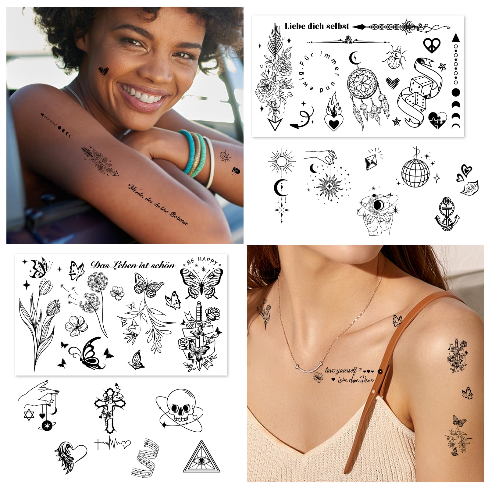 howaf-tempor-re-tattoos-schwarz-spr-che-blumen-20-bl-tter image 6