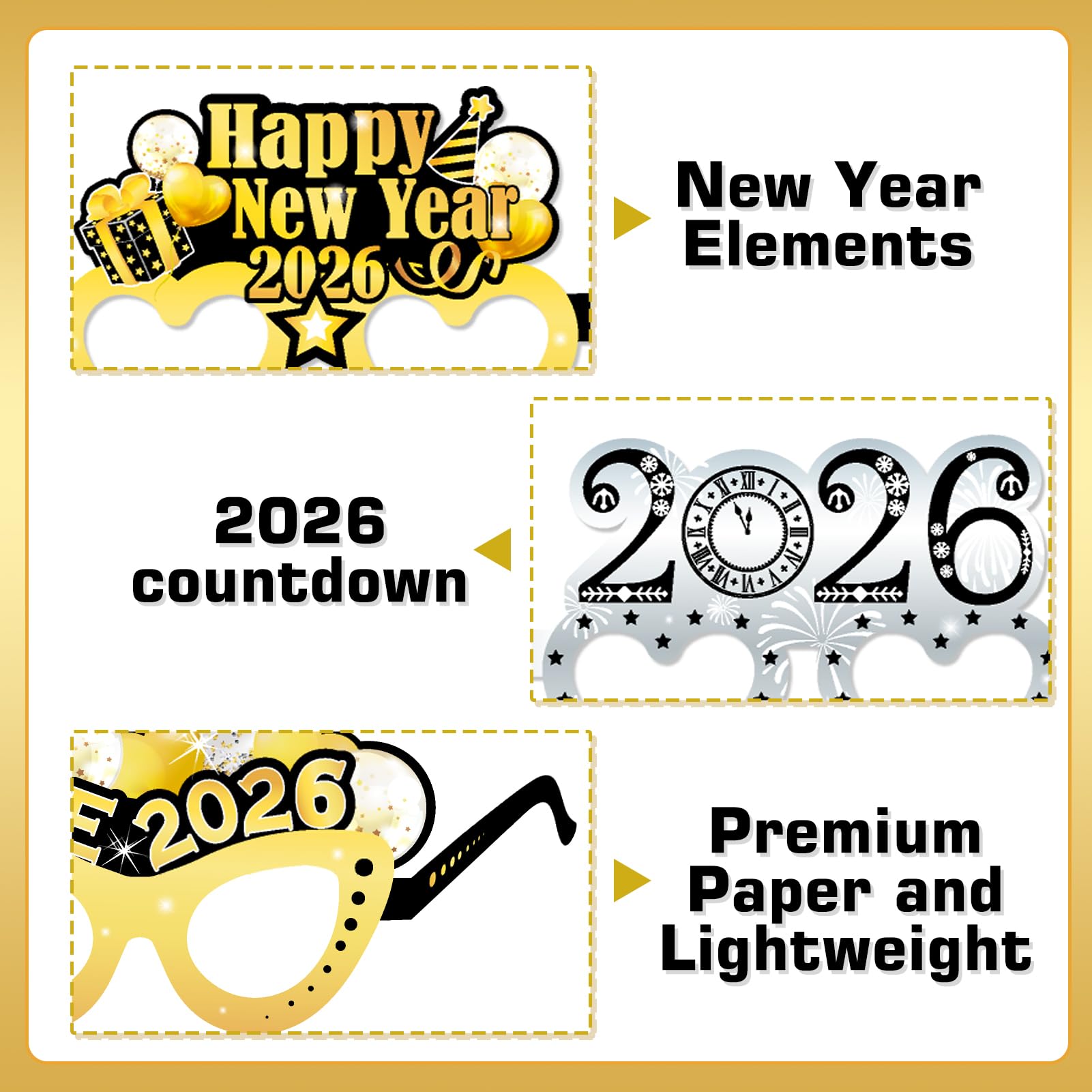 howaf-silvester-brille-2027-schwarz-gold-12-st-ck image 4