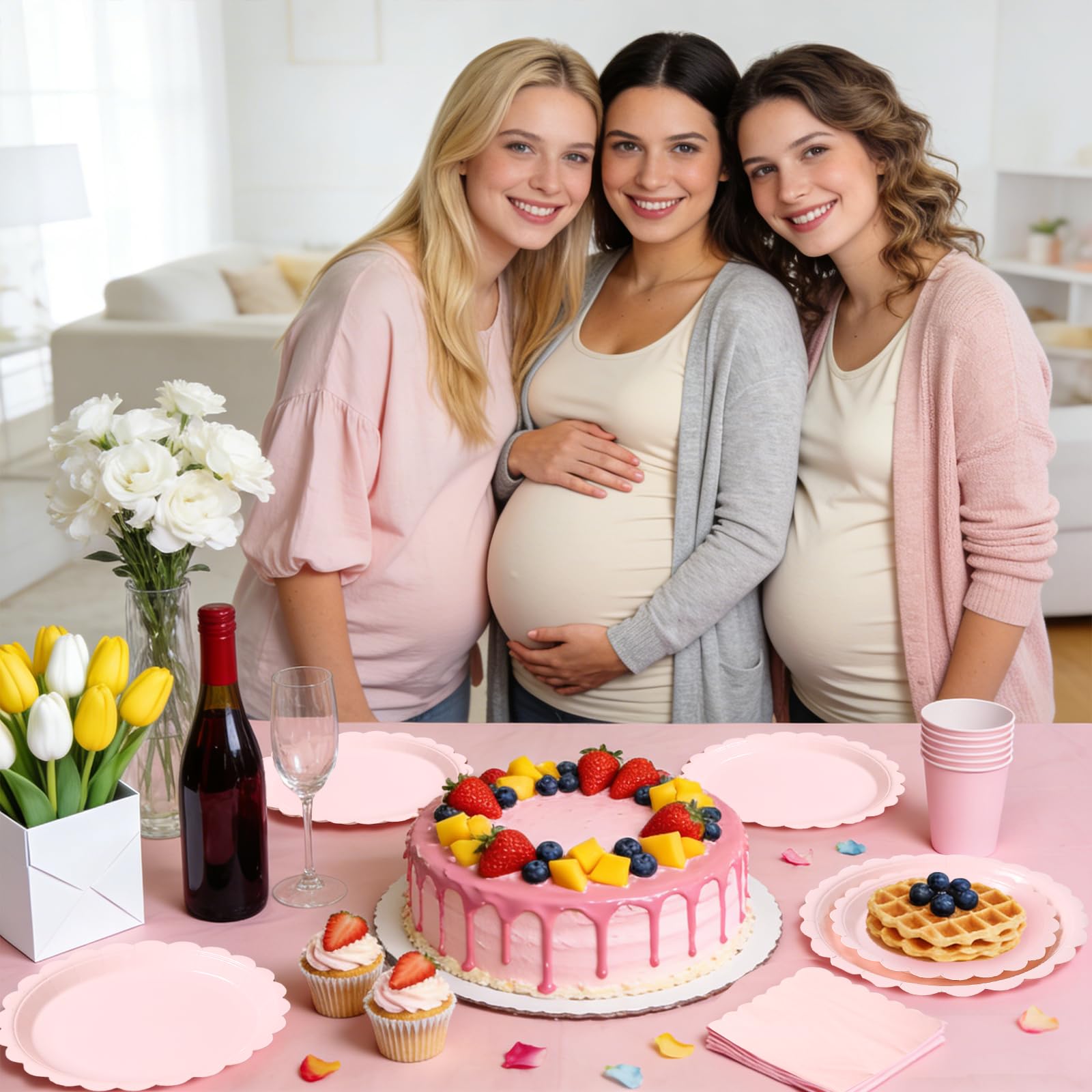 qifu-pappteller-partygeschirr-rosa-96-tlg-f-r-24-g-ste image 6