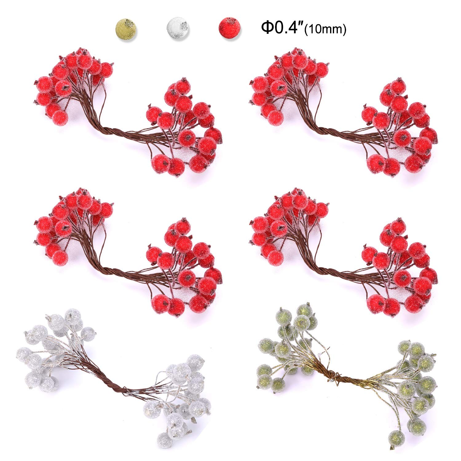 howaf-weihnachten-beeren-rot-gold-silber-240-st-ck-deko image 5