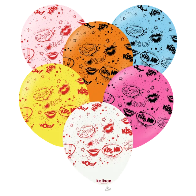 kalisan-birthday-pop-art-kiss-me-luftballons-bunt-25-st-ck image 1