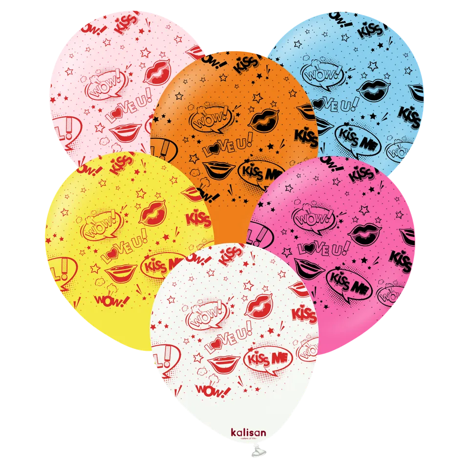 kalisan-birthday-pop-art-kiss-me-luftballons-bunt-25-st-ck image 1
