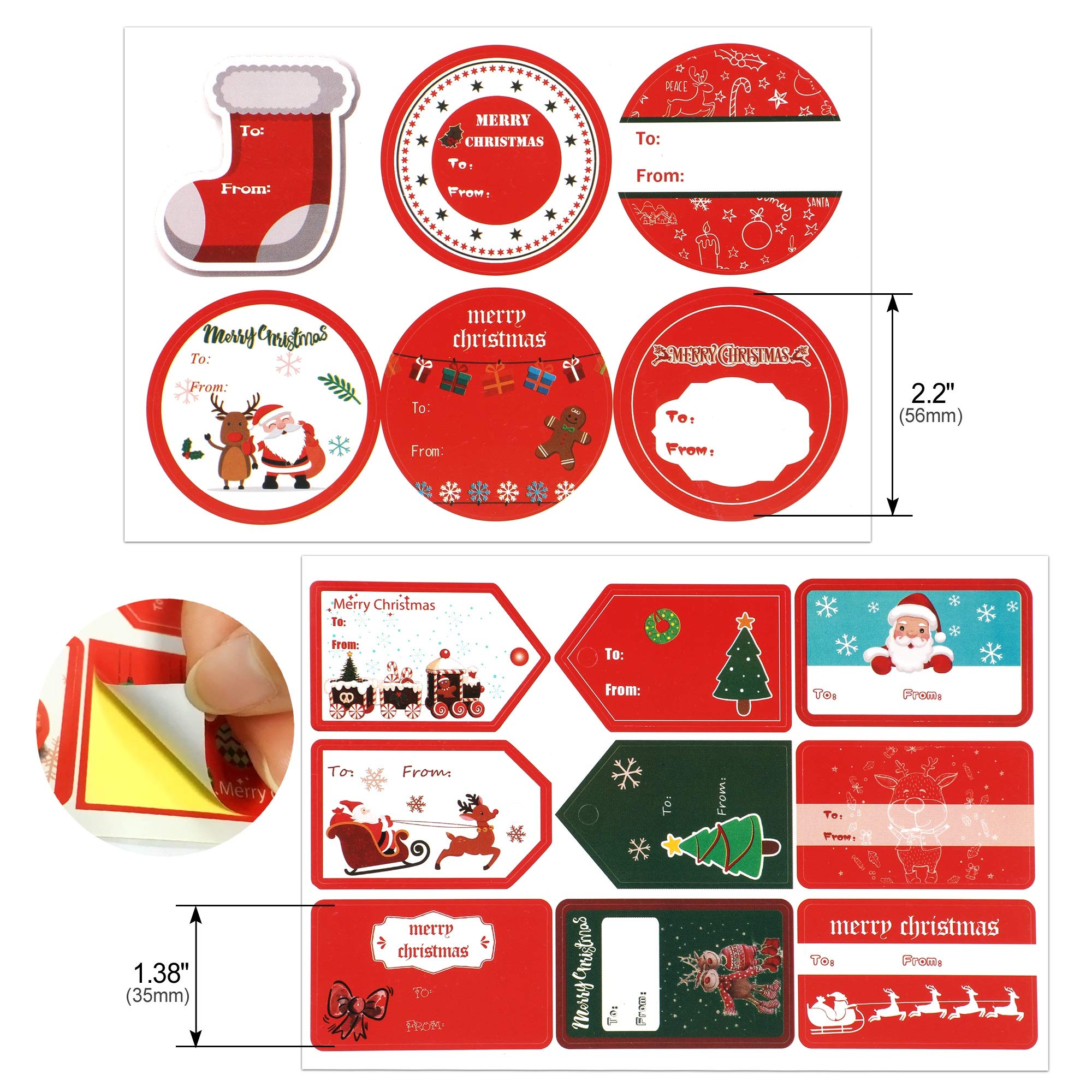 howaf-weihnachtsaufkleber-150-stk-selbstklebend-rot-gr-n-20-blatt image 3