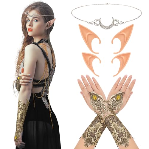 howaf-elfen-kost-m-damen-set-elfenohren-kopfkette-handschuhe image 8